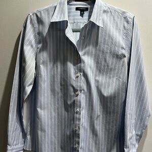 Lands' End Women’s Light Blue Pinstripe Blouse